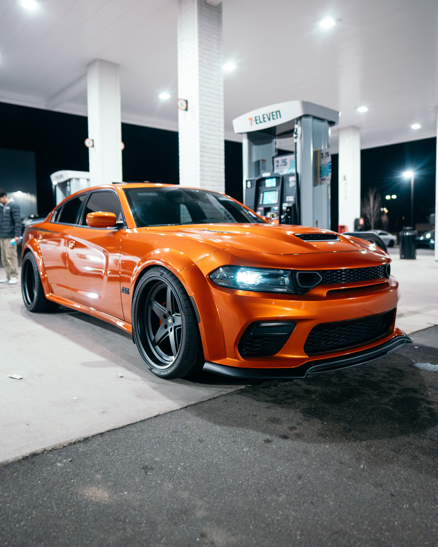Orange widebody Dodge Charger after a Signature Detail